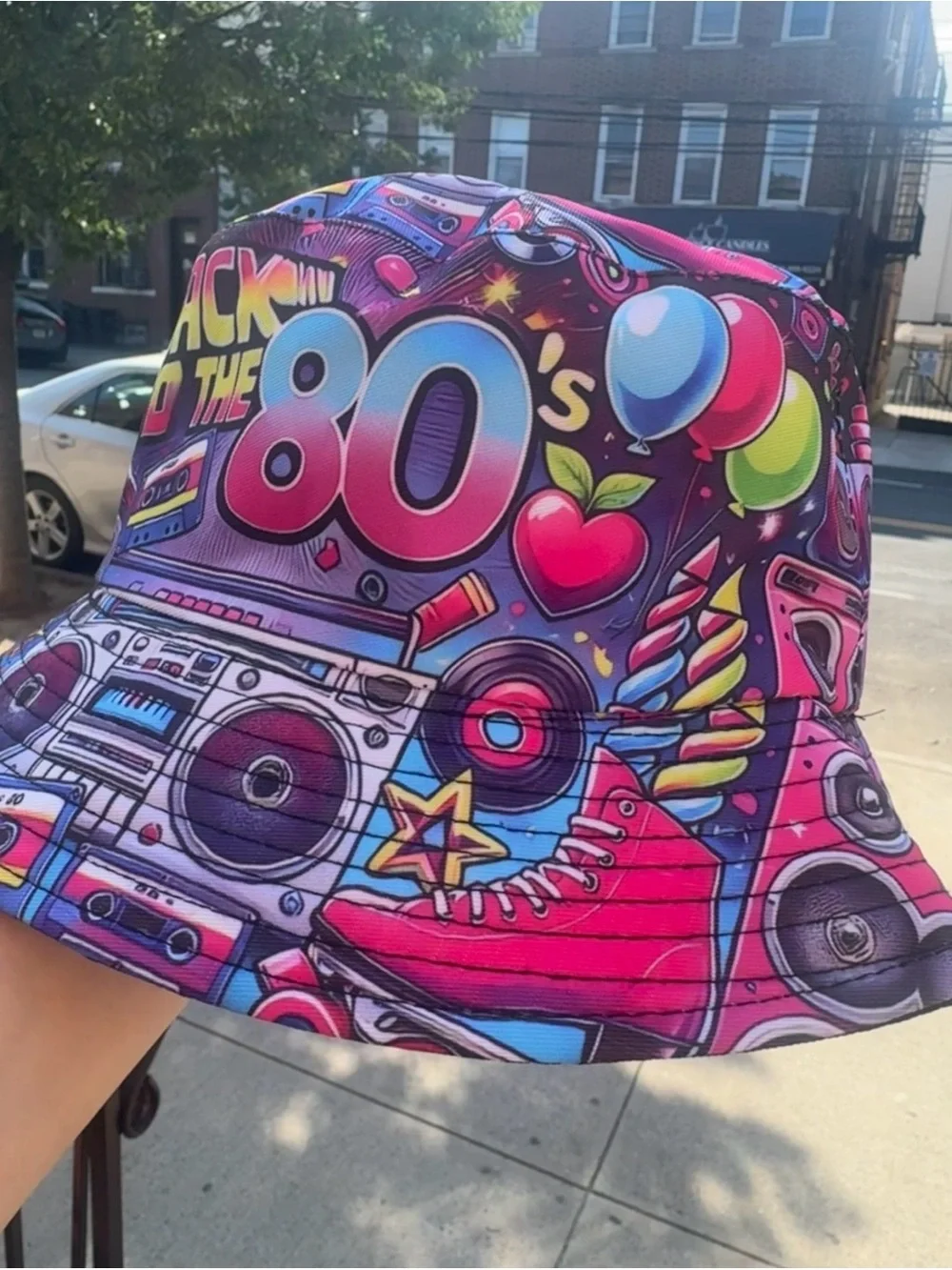 Back to the 80s Colorful Retro Bucket Hat